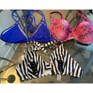 ASOS Lot of 3 Swim Bikini Tops Size 36DD Vacation Beachwear Multicolored